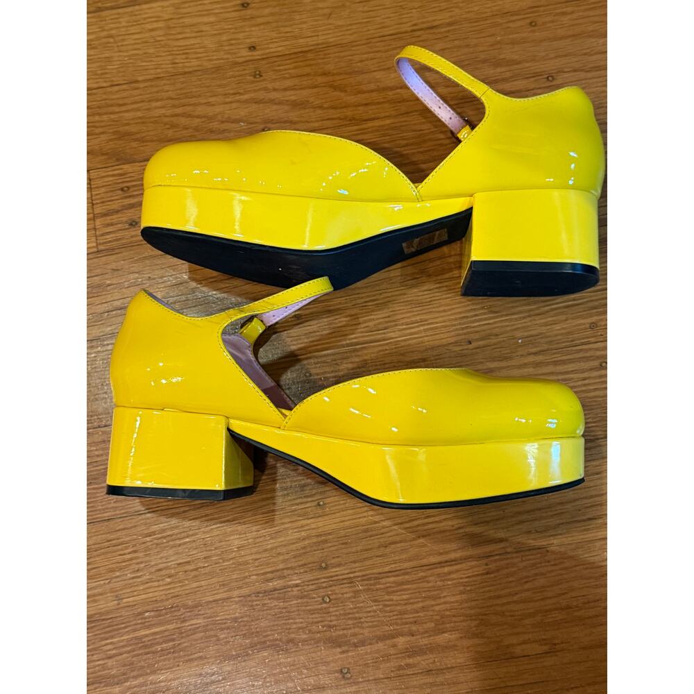 Jeffrey Campbell Top-Class Yellow Patent Platform Mary Janes - Size 6 - SOLD OUT